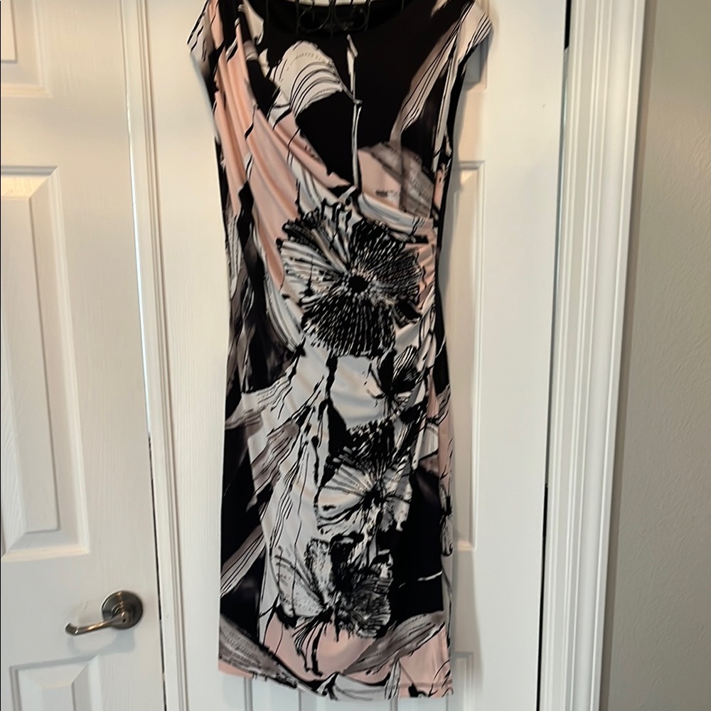 Connected Apparel Black and White Sheath Dress Sleeveless Midi